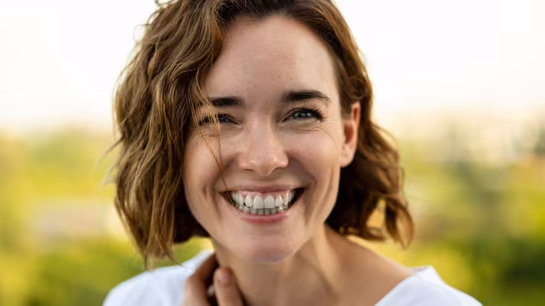 Woman Big Smile Outside
