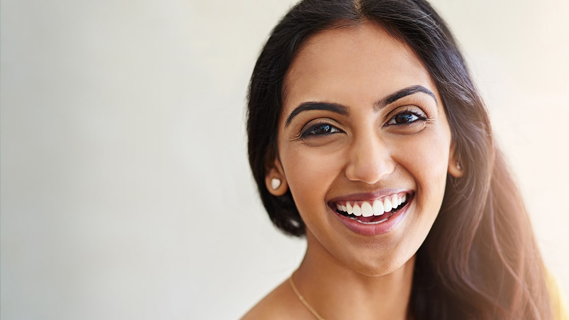 happy lady with pretty earrings